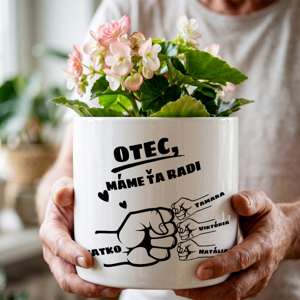 Keramický hrniec "Otec a deti" s menami detí