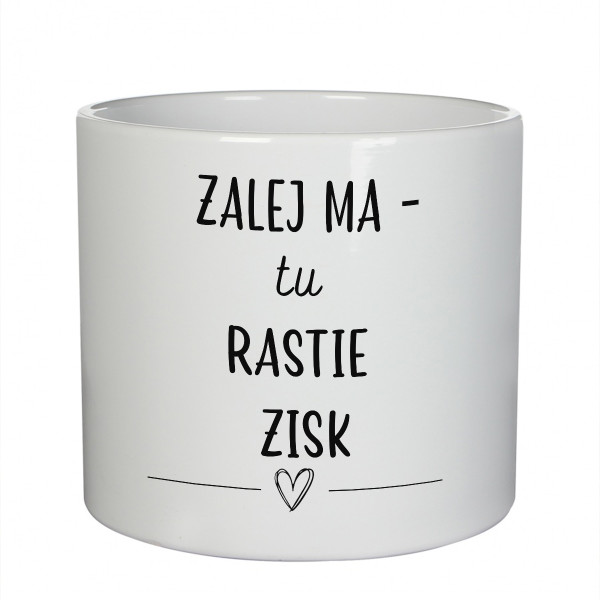 Keramický kvetináč "Zalej ma – tu rastie zisk"