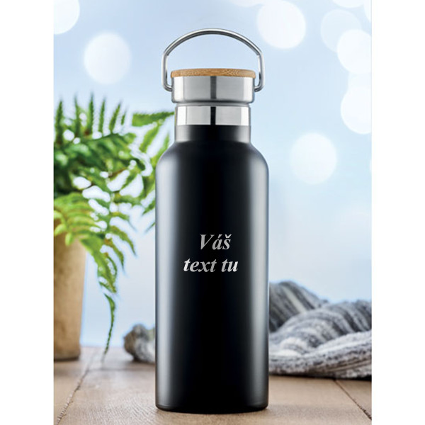 Kovová fľaša na vodu "HELSINKI" s vaším vlastným gravírovaným textom (500ml)