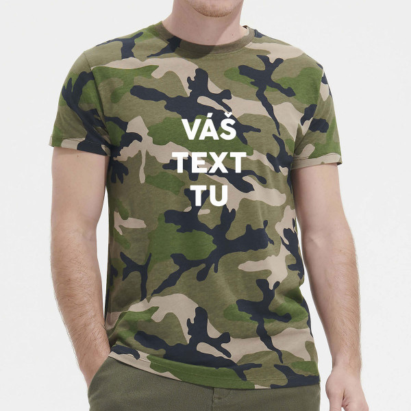 Maskáčové tričko s vami vybraným textom