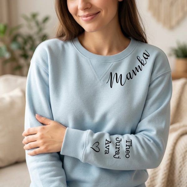 UNISEX  pastelová "Sully" mikina "Mamka" s menami detí na rukáve