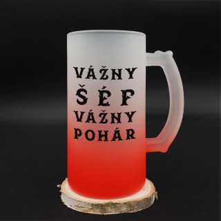 Pivný pohár "Vážny šéf, vážna pohár"