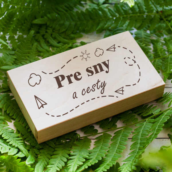 Drevená pokladnička "Pre sny a cesty"