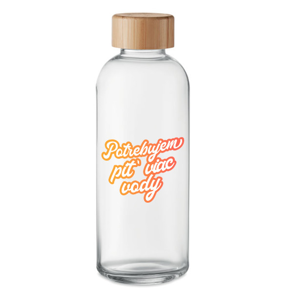 Sklenená fľaša na vodu "Potrebujem piť viac vody" (650ml) Sklenená fľaša na vodu "Potrebujem piť viac vody" (650ml)