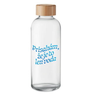 Sklenená fľaša na vodu "Prisahám, že je to len voda" (650ml)