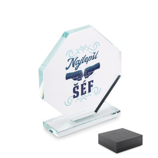 Sklenená trofej v darčekovej krabičke "Najlepší šéf"
