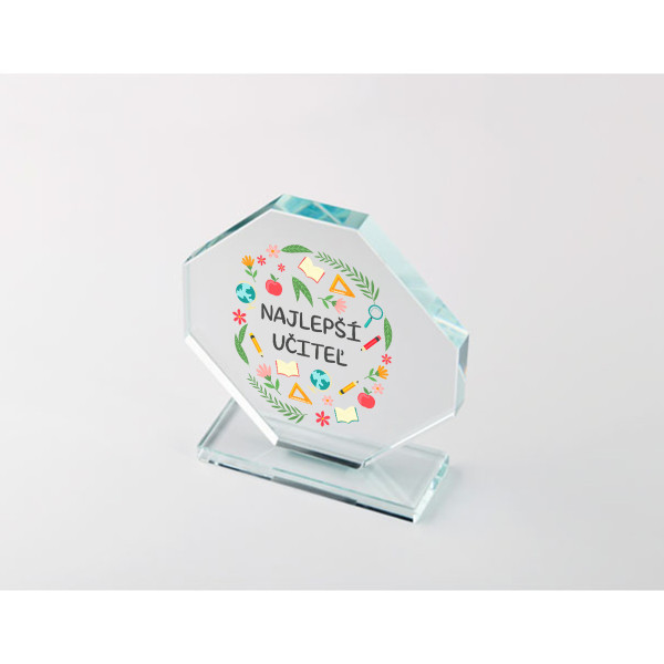 Sklenená trofej v darčekovej krabičke "Najlepší učiteľ" Sklenená trofej v darčekovej krabičke "Najlepší učiteľ"