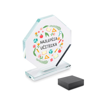 Sklenená trofej v darčekovej krabičke "Najlepšia učiteľka"