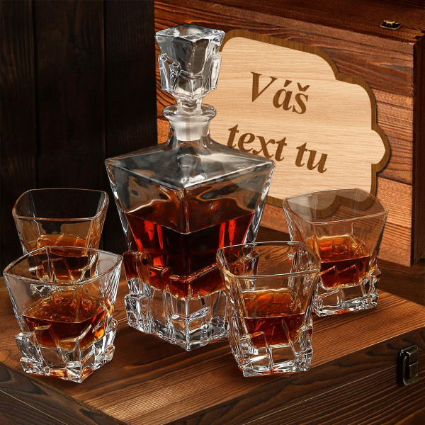 Súprava whisky v drevenej krabičke "ELIXIR" s textom podľa vášho výberu