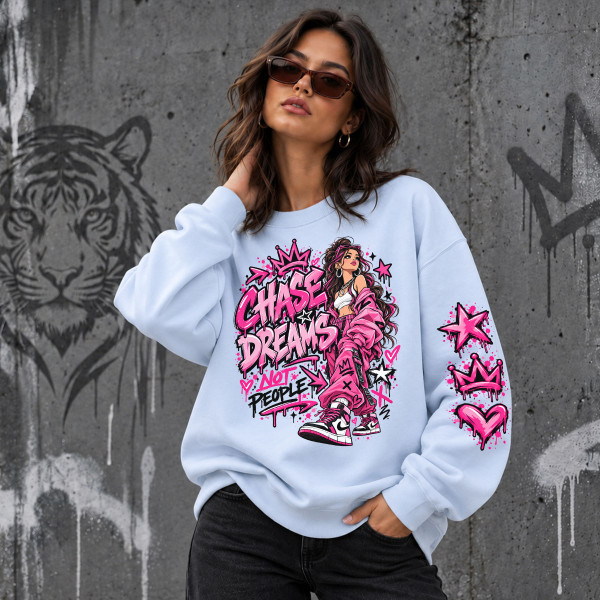 Unisex pastelová mikina "Chase dreams, not people"