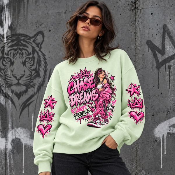 Unisex pastelová mikina "Chase dreams, not people"