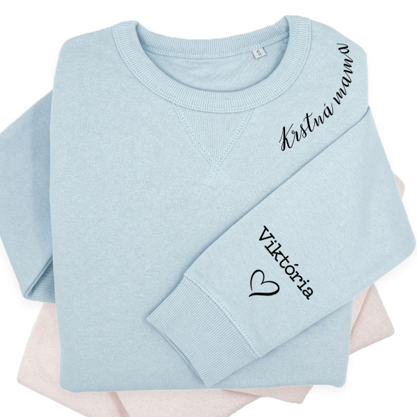 UNISEX pastelová mikina "Sully" "Krstná mama" s menami detí na rukáve UNISEX pastelová mikina "Sully" "Krstná mama" s menami detí na rukáve