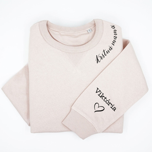 UNISEX pastelová mikina "Sully" "Krstná mama" s menami detí na rukáve UNISEX pastelová mikina "Sully" "Krstná mama" s menami detí na rukáve
