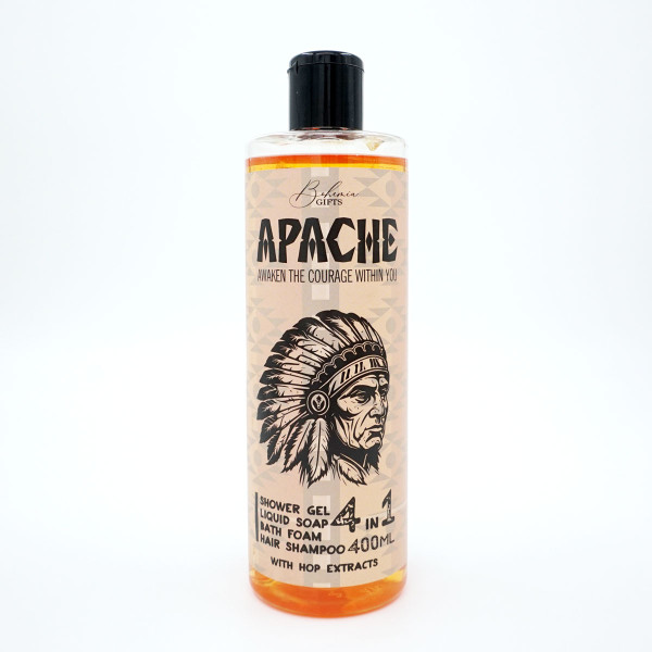 Pánsky sprchový gél, šampón, pena a mydlo 4v1 "Apache" (400ml) Pánsky sprchový gél, šampón, pena a mydlo 4v1 "Apache" (400ml)