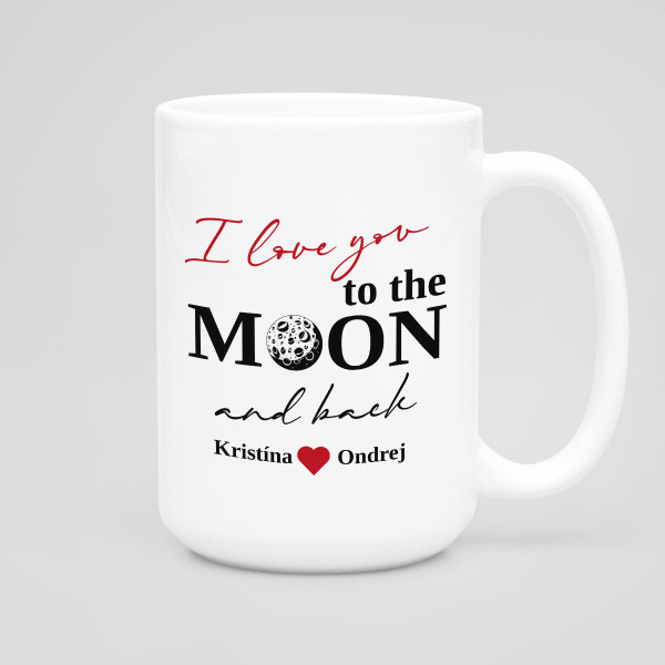 XL hrnček "To the moon and back" s vašimi vybranými menami (450ml)