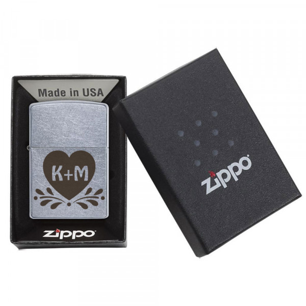 Zapaľovač Zippo "Srdiečko" s vybranými iniciálmi