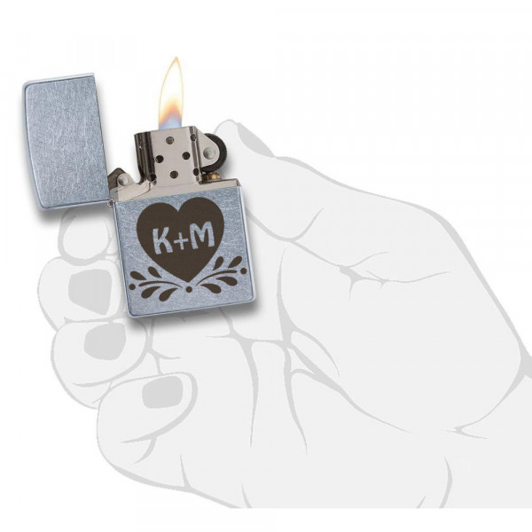 Zapaľovač Zippo "Srdiečko" s vybranými iniciálmi